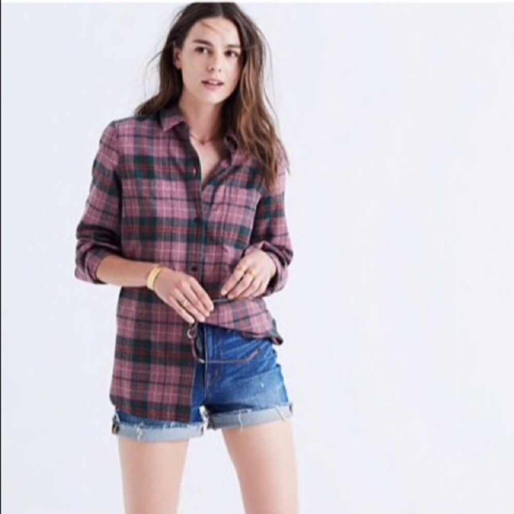 Madewell ex boyfriend flannel button down